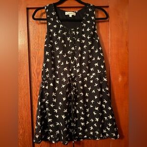 Black Dress with White Bird Print